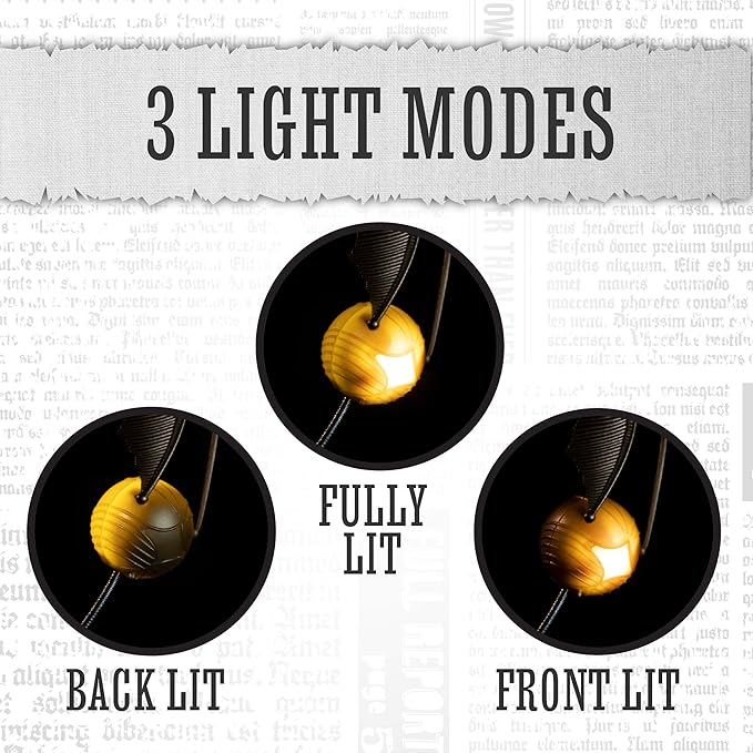 Paladone Golden Snitch Lumi Clip | Convenient Harry Potter Themed Reading Light | Dual Powered by Batteries or USB, Gold