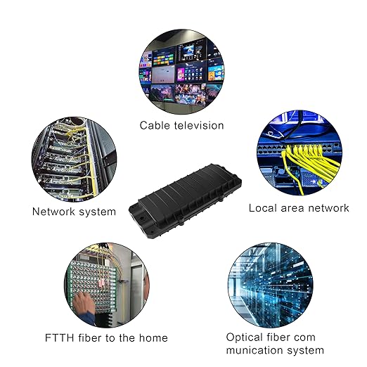 PNGKNYOCN 2 in 2 Out Horizontal Cable Junction Box, 12 Core Fusion Splice Kit Fiber Optic Junction Box Fiber Optic Outdoor Waterproof Protection Box