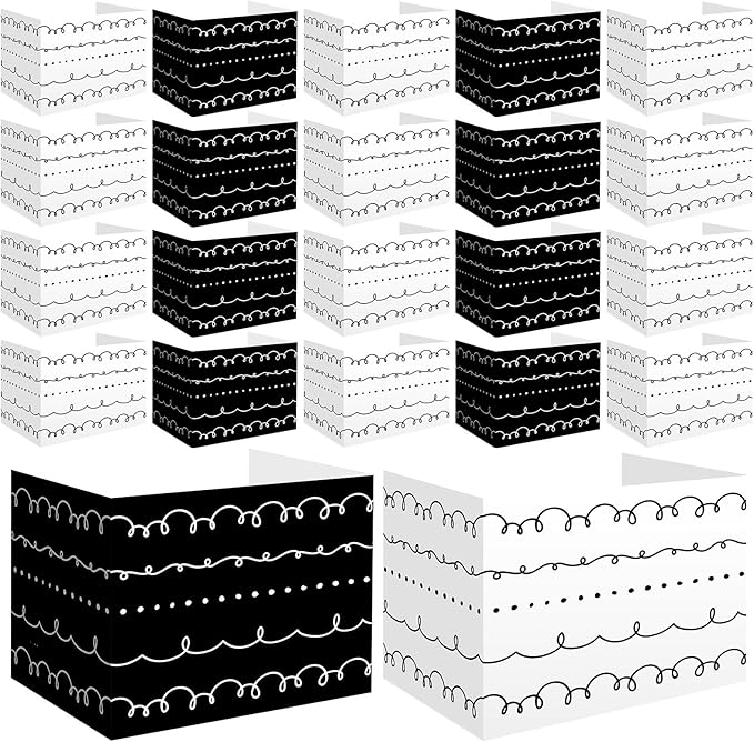 Whaline 24Pcs Student Desk Privacy Boards Classroom Desk Divider White Black Squiggle Dots Shield Privacy Panel Folders Screen Partition for School Teacher Student Test Supplies