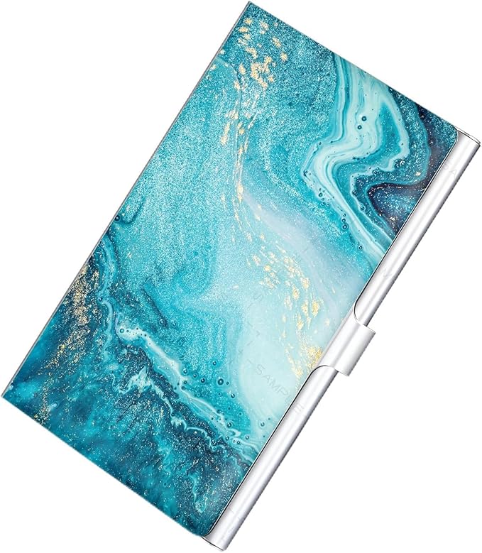 Business Card Holder，Color Printing Men's and Women's Business Card Case，Ultra-Thin Metal Business Card Organizer，Carry-on Pocket Wallet Business Card Holder