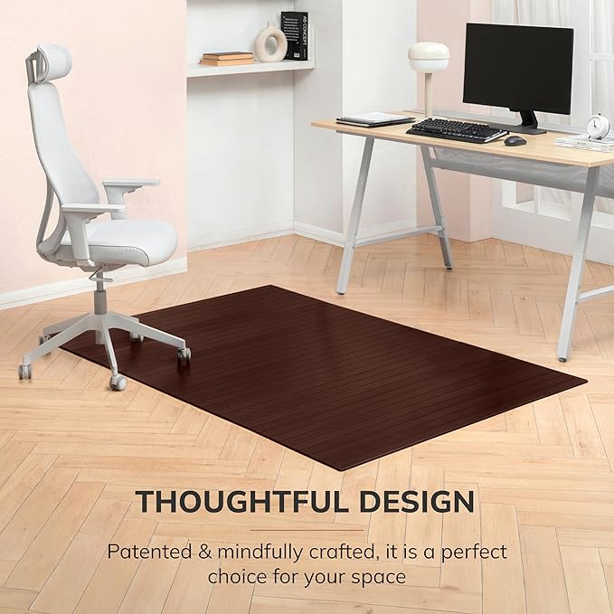 Anji Mountain Office Chairmat Thickest & Sturdy Bamboo Chairmats Highly Premium Quality Anti-Slip Heavy Duty for Multi-Purpose Hardwood Floor Office & Home Floor Protector Office Chair mat-5mm Thick