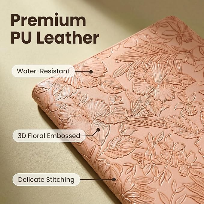 Portfolio Padfolio Binder, Faux Leather Professional Document Organizer with Business Card Holder, Letter-Sized Notepad Legal Pad Holder, Durable Executive Folder for Interviews, Meeting (Pink)