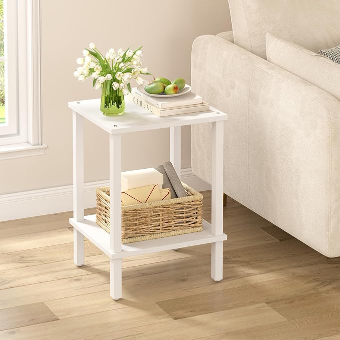 TUTOTAK End Table, Side Table, Nightstand, 2-Tier Storage Shelf, Sofa Side Table for Small Space, Living Room, Bed Room V1TB01BW034