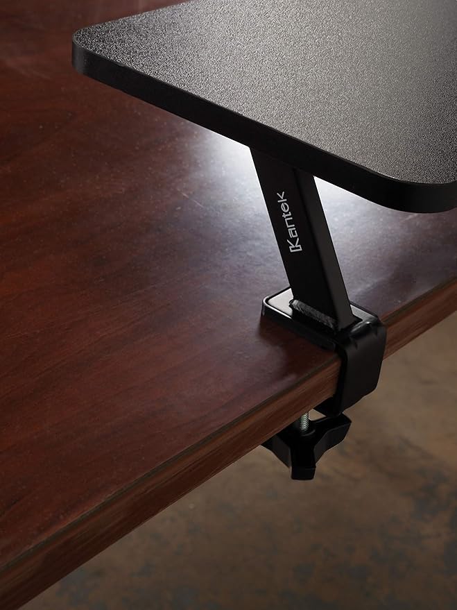 Kantek Ergonomic Mounted Computer Monitor Riser Stand, Floating Desk Shelf, Clamp On Base, Extra-Wide, 39.4" X 10.2" X 5.1", Black