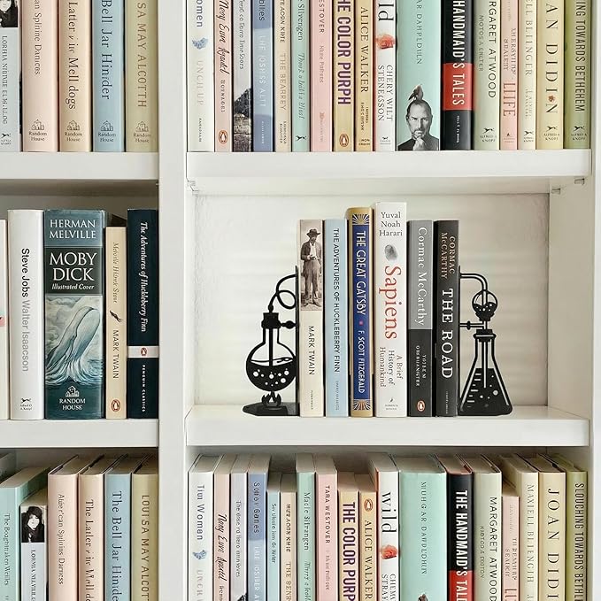 Chemistry Metal Bookends for Shelves, Experimental Bookends Decor for Chemistry Classroom Laboratory Bookshelf, Ideal Chemistry Gift for Nerds Chemistry Teachers Friends Professors Graduates Scientist
