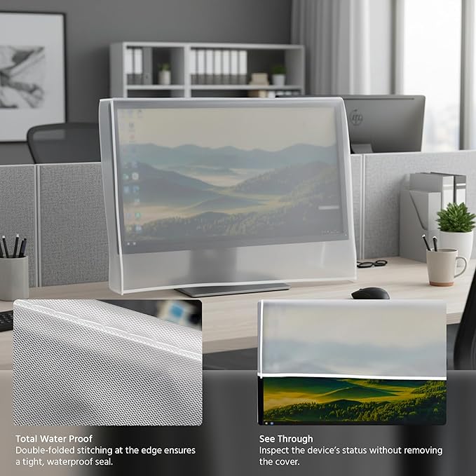 Monitor Dust Cover See-Through Lightweight Waterproof LED/LCD Computer Monitor Protective Case (29“-32” in)