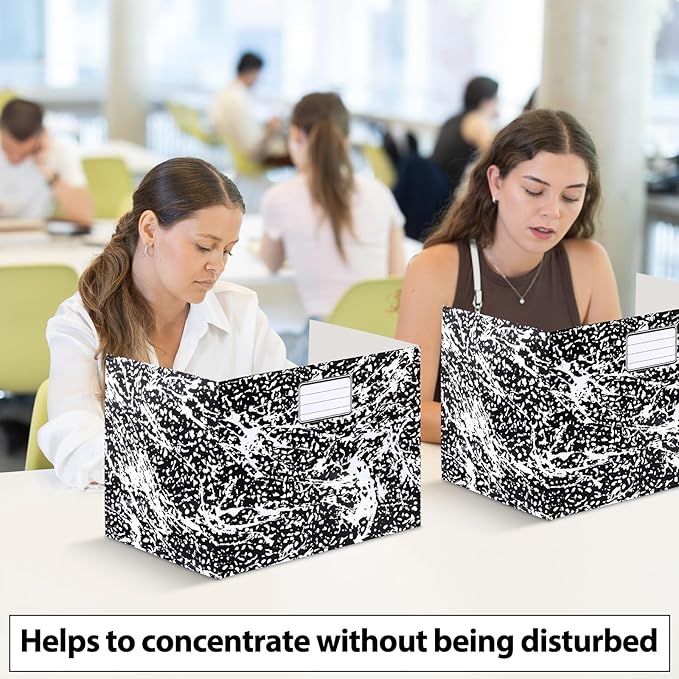 Sabary 24 Pack Privacy Folders for Students Desk Dividers Testing Dividers Standard School Privacy Coated Cardboard for Classroom Teacher Supplies Keep Eyes from Roving(Marble,Black)