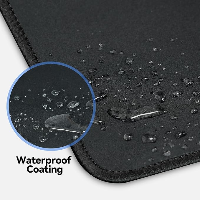 TECKNET 6 Pack Mouse Pad with Anti-fray Stitching, Waterproof Surface & Non-Slip Rubber Base with Stitched Edges Gaming Mouse Mat for Laptop，Compatible with Laser and Optical Mice - Black