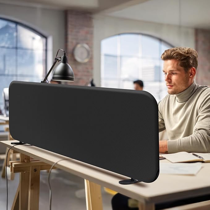 DECOLAB Desk Divider, Movable Privacy Panel Partition for Home Office, Student, Classroom, Study, Freestanding, Scratch-Resistant, 48"x18", Midnight