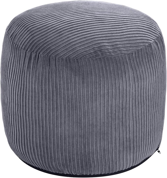 WSOFRLAC Pouf Ottoman Foot Stools Ottoman with Foam Small Corduroy Ottomans for Living Room Ottomans Pouf 20x15 Floor Poufs Foot Rest for Office Chair Dark Grey Foot Stool Small