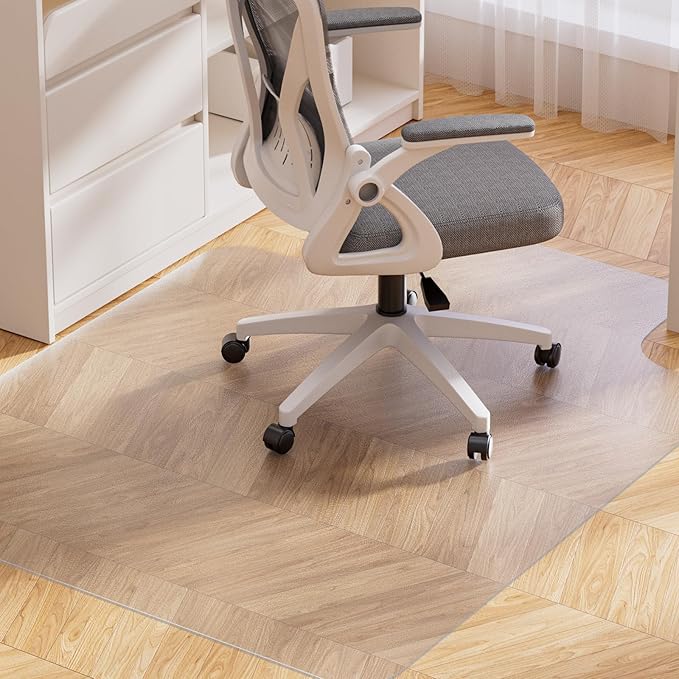 Yecaye Desk Chair Mat for Hardwood Floor, Office PVC Computer Chair Mat, Floor Protector for Rolling Chairs (Transparent, 48" x 60")