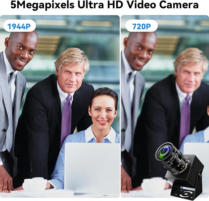 5Megapixels USB Camera CS Mount Manual Focus Webcam with 2.8-12mm 4X Telephoto Optical Lens 1944P 30fps Color Sensor Industrial Camera Free Driver Plug and Play for Window Linux Mac