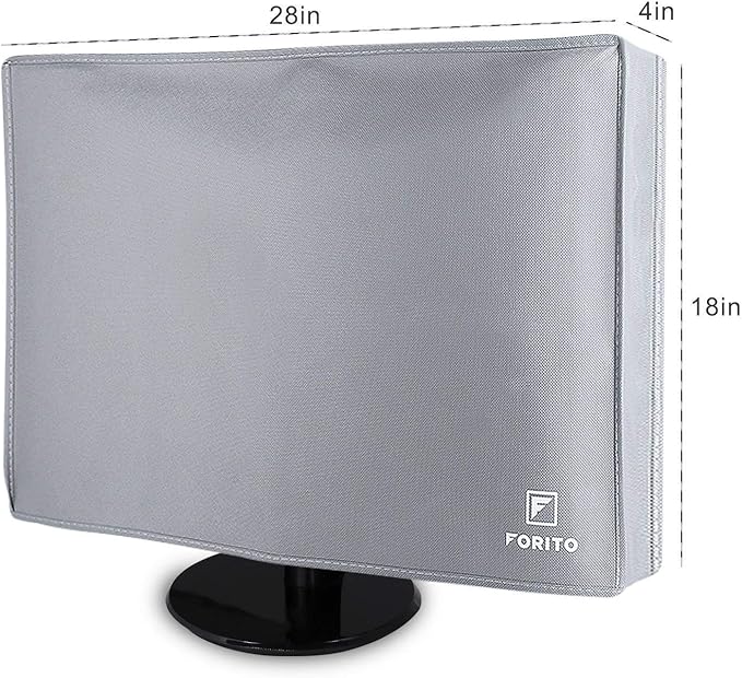 27" 28" 29" Universal Computer Monitor Dust Cover for 27 Inch to 29 Inch LCD/LED HD Display, Nonwoven Fabric Dust-Proof, Water Resistant (Size: 28W x 18H x 4D)-Gray