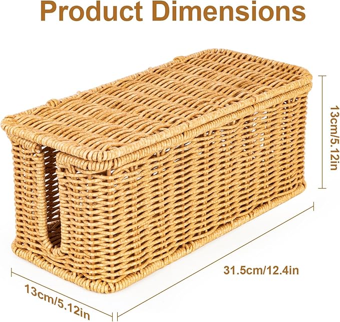 Handmade Rattan Cable Management Box, Cord Hider Box, Electric Cord Hider for Power Outlets, Routers, Chargers, and Daily Storage Items