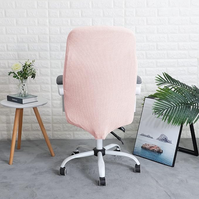 FORCHEER Office Chair Cover with Armrest Covers Pink Water-Resistant Jacquard Covers for Office Executive Chair and Arms Large Washable