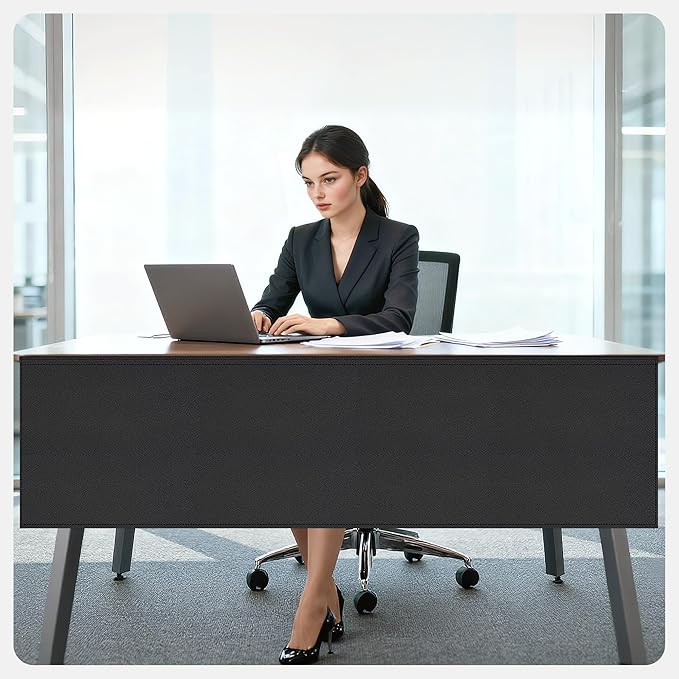 Under Desk Privacy Panel Self-Adhesive Modesty Panel Stand Up Desk Modesty Panel for Home Office or Standing Workstation, Black (60" Black)