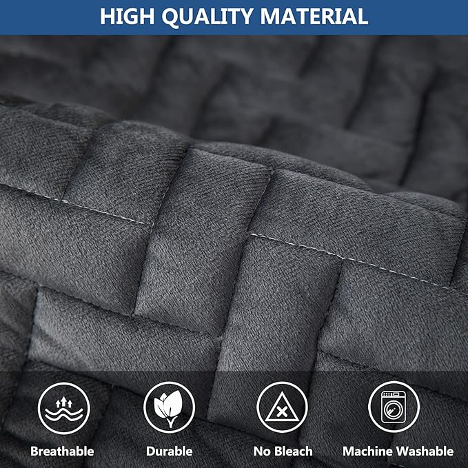 Eismodra Armrest Couch /Sofa /Backrest Covers,Anti-Slip Armchair Slipcovers for Dogs Cats Pet Loveseat Recliner Leather L Shaped,Dark Gray 28 x 28 Inches (Only 1 Piece)