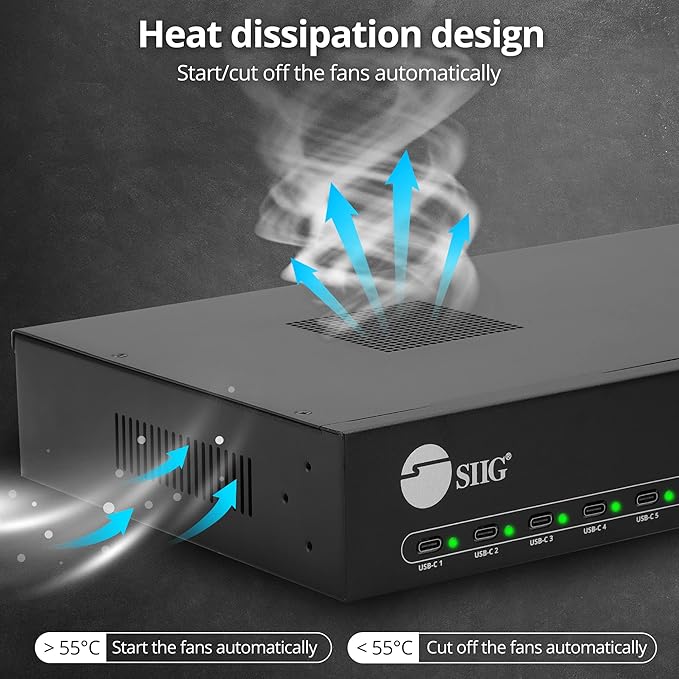 SIIG USB-C 16 Port 600W PD Industrial Powered Multiport Charging Station - 30W per Port - UL Certified - Rack Mount Compatible, for iPad/Tablet/Audio Guide and More (ID-US0A11-S1)