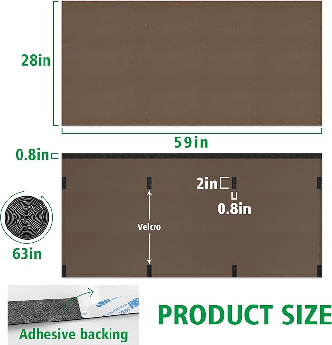 60" Under Desk Privacy Panel Brown Self-Adhesive Modesty Panel for Cord Organizer Pockets and Desk Skirt for Home Office or Standing Workstation (60" Brown)