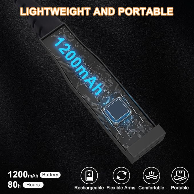 Book Light, 3-Color & 9-Brightness Reading Light, Bendable Neck Light, 60-hr Lasting Rechargeable Lamp, Perfect Book Light for Reading in Bed, Knitting, Camping (Side Light, 1)