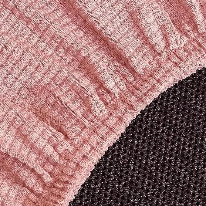 Sunnyway Stretchable Office Chair Seat Cover, Elastic Chair Slipcover with Tie Straps, Dining Chair Slipcover Machine Washable, Fits Seat Size 17.7"-21.7" (Pink)