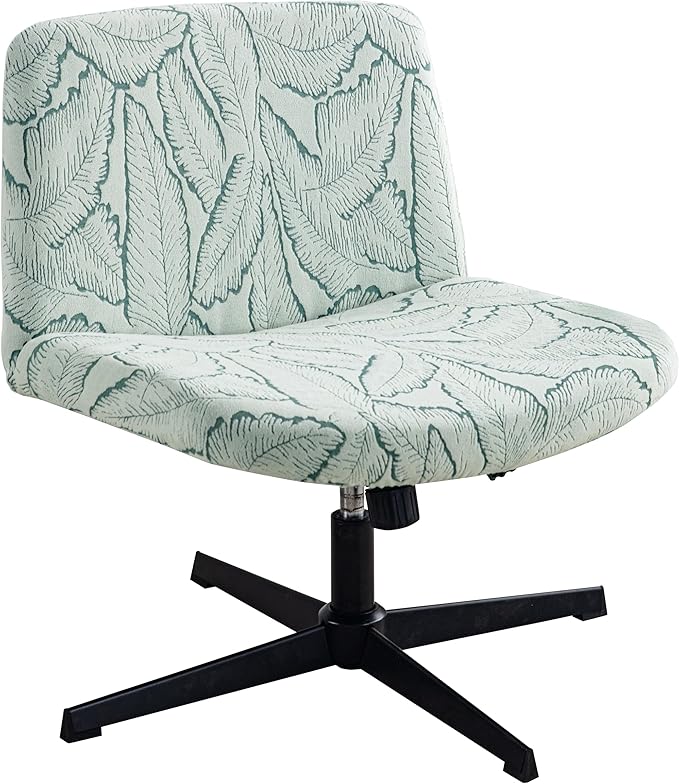 LavishCover Waterproof Palm Leaf Criss Cross Chair Cover, High-Stretch Flocked Fabric, Armless Office & Desk Chair Protector Against Stains and Wear(Green,Palm Leaf, Just The Cover,No Chair)