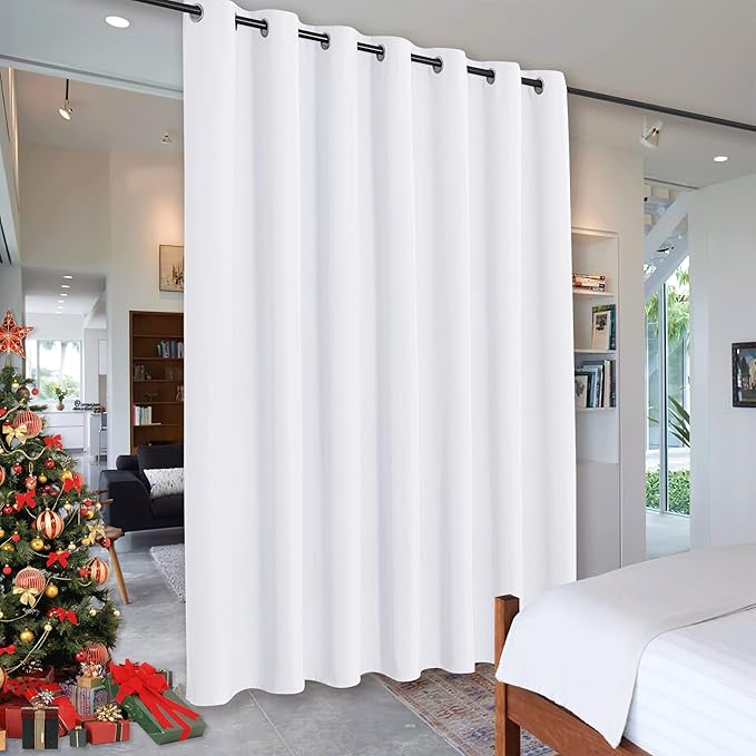 RYB HOME Blackout Curtains Soundproof Energy Saving Insulating Privacy Room Divider Curtains for Patio Sliding Glass Door Living Room Garage Home Theatre Large Window, W 150 x L 84 inches, Pure White
