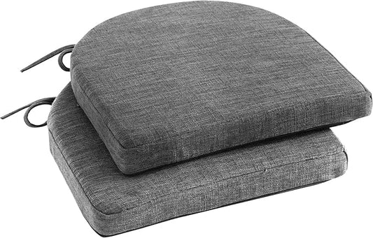 IPYNBAP Chair Cushions for Dining Chairs, Kitchen Chair Cushions, 16'' x 16'' x 2'', Non Slip Indoor Seat Cushions, Chair Pads for Dining Chairs with Ties & Removable Cover, Set of 2, Dark Grey