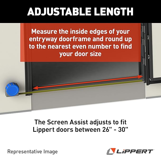 Lippert Screen Assist RV Screen Door Push Bar with Full-Width Push Handle, Durable Construction, Easy Installation - 2021000090