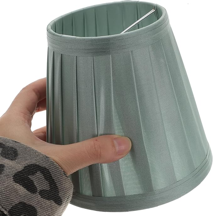 Hemobllo Clip-On Mini Lamp Shade 5x5x3In Green Fabric – Pleated Light Diffuser for Table & Floor Lamps, Space-Saving Accent for Bedroom, Living Room