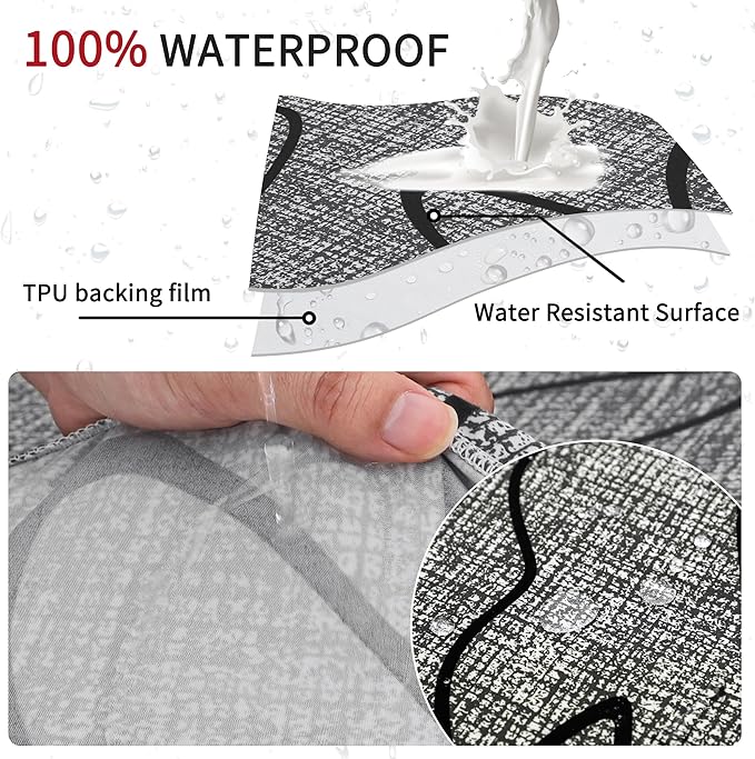 FORCHEER Waterproof Office Chair Seat Cover 20x20 Strechable Printed Grey Computer Desk Chair Seat Slipcover Washable Replacement 1 Piece