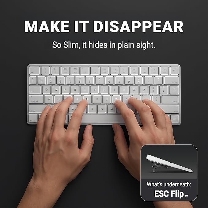 GPG2 ESC Flip Keyboard Stand for Desk, Compact Tilting Riser with 3 Adjustable Angles for Ergonomic Typing, Compatible with Magic Keyboard & Flat-Back Models