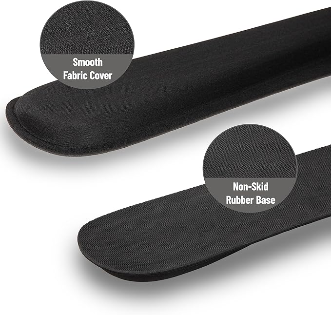 Mind Reader Ergonomic Keyboard and Mouse Wrist Rest Sets, Gaming Accessory, Memory Foam, 16.75" L x 3" W x 0.75" H, 6 pcs, Black
