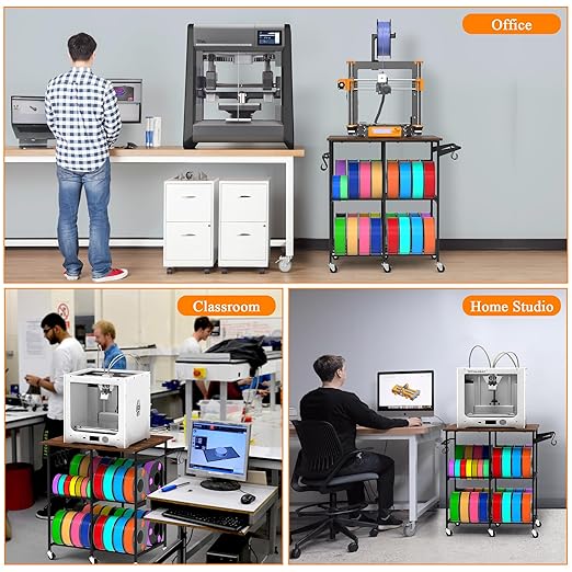 3D Printer Stand with Filament Storage Rack, 3D Printer Table Rolling Printer Cart on Wheels, Large Capacity 3D Filament Storage Rack for PLA/ABS/TPU, Filament Storage Rack for Workshop Studio Office