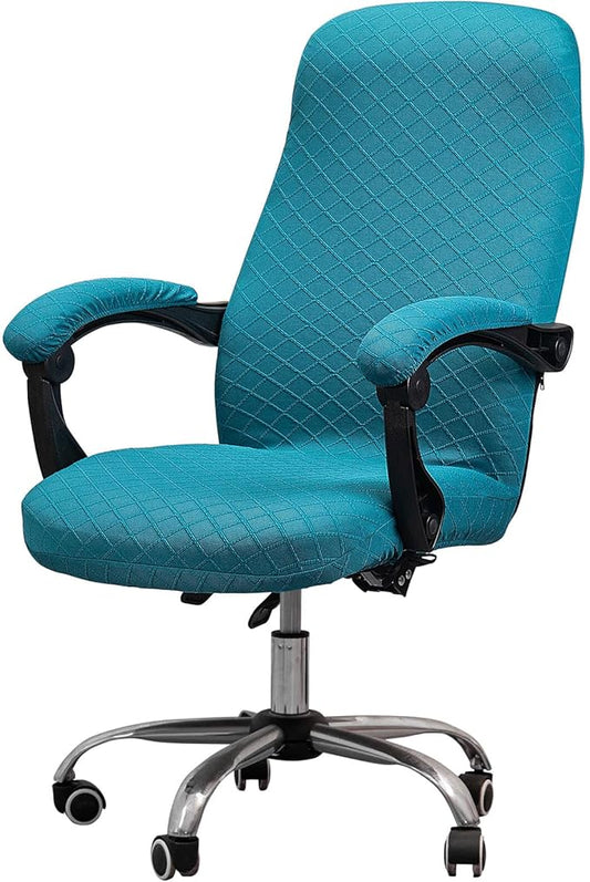 Melaluxe Office Chair Cover with Armrest Covers， Universal Stretch Desk Chair Cover, Computer Chair Slipcovers (Size: L) - Peacock Blue