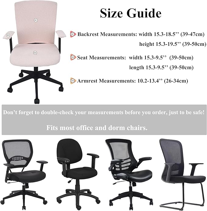 Office Chair Covers 4 Pcs Stretchable Computer Chair Cover Desk Accessories Office Supplies Armrest Seat Slipcovers Desk Decor (Light Pink)