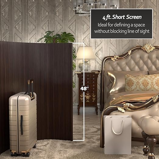 Red Lantern 4 ft. Short Bamboo Wave Screen - Dark Mocha