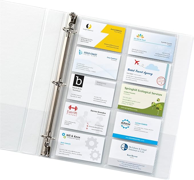 Avery Clear Business Card Organizer Pages for 3 Ring Binders, Pack of 10, Holds 200 Cards Total (76009)