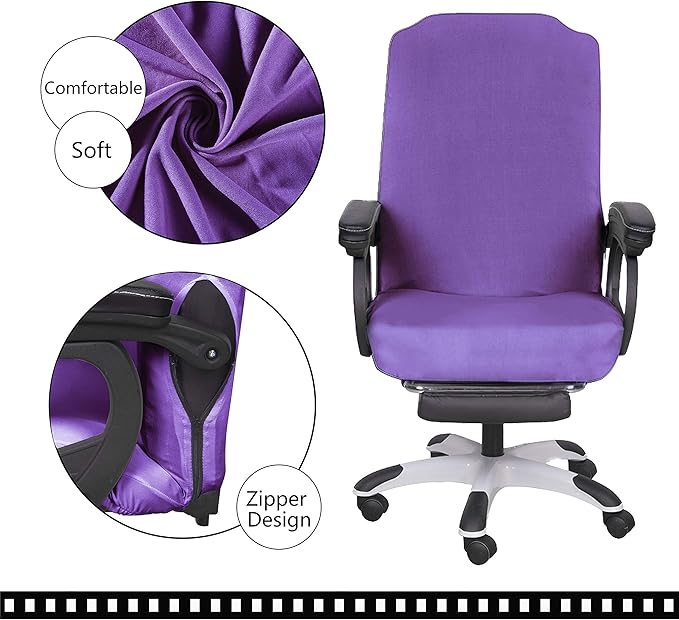 SARAFLORA Office Chair Cover- Large, Light Purple- Removable Computer Chair Covers for with Zipper for Universal Rotating Chair Desk Chairs Cover High Chair Seat Washable Protector for Pet