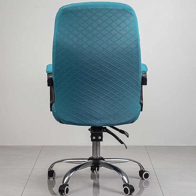 Melaluxe Office Chair Cover with Armrest Covers， Universal Stretch Desk Chair Cover, Computer Chair Slipcovers (Size: L) - Peacock Blue