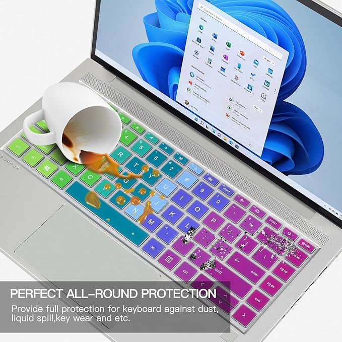 Colorful Keyboard Cover for HP Probook 440 445 G8 G9 G10 14 inch 2023 2022, HP Probook 640 G7 G8 14" Notebook Protector Skin(Not Fit Probook 440 445 G5 G6 G7 G11) -Rainbow