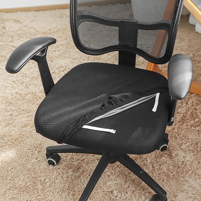 FORCHEER Office Chair Seat Covers Waterproof 20x20 Black Strechable Desk Chair Seat Cover 1 Piece Washable