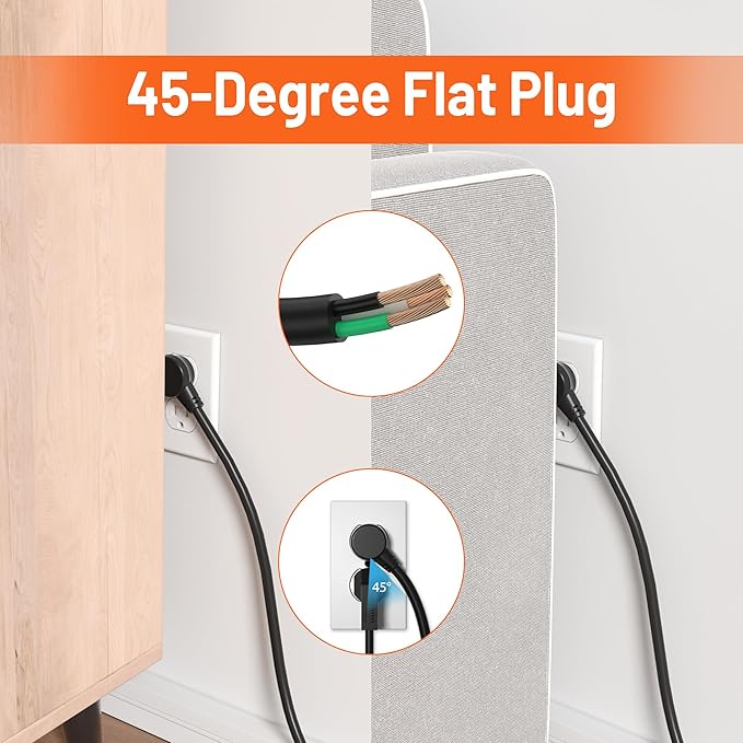 Power Strip 2700J Surge Protector, Heavy Duty Power Strips with 12FT Long Cord and Flat Plug, Wall Mountable Metal 6 Outlet Strip for Desk, Garage, Workbench and Kitchen