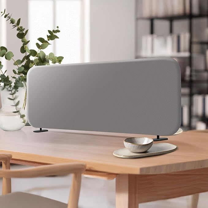 DECOLAB Desk Dividers, Standing Table Divider Panel for Home, Office, Student, Classroom, Freestanding, Anti-Scratch, 48"x18", Sterling