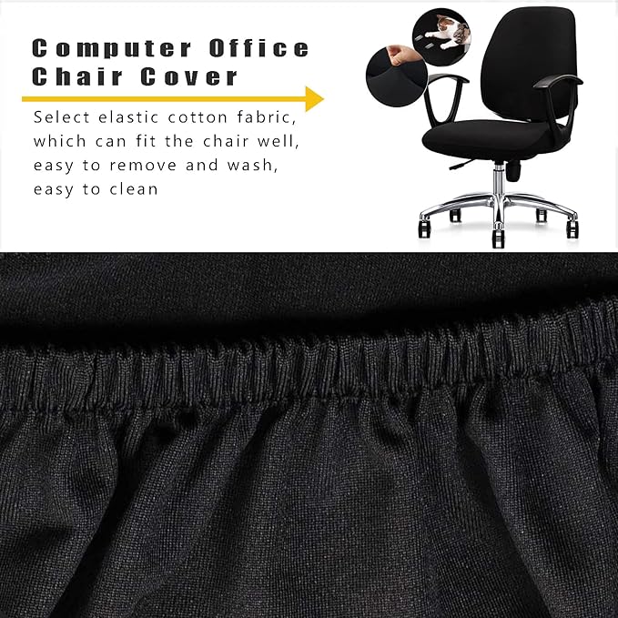 Office Chair Covers - 2 Piece Protective Stretchable Chair Seatcovers Stretch Chair Slipcover, Removable Washable Universal Armchair Cover Slipcover Chair Seat Cover Protector Cover