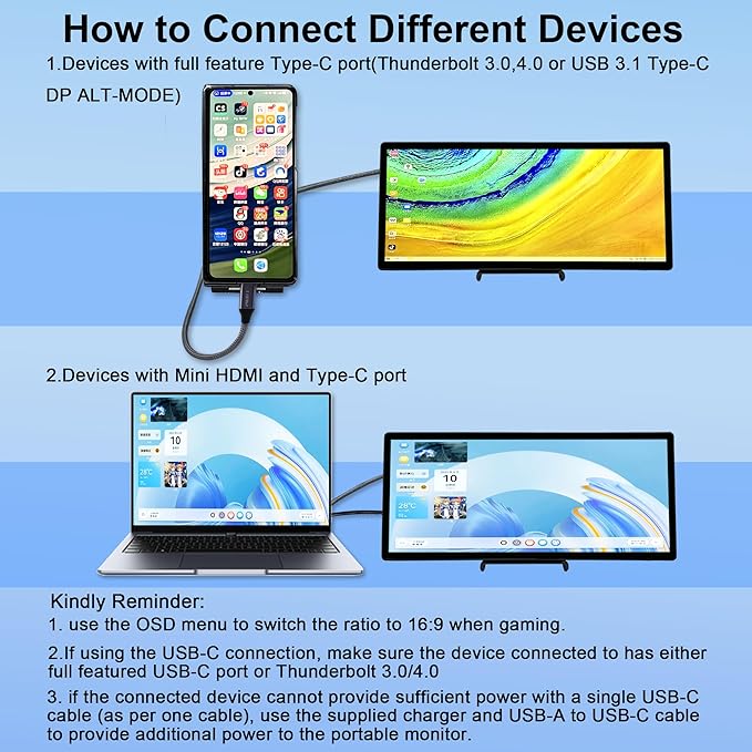 12.3 Inch Touchscreen Monitor, FHD IPS 1920x720 Stretched Bar LCD Touch Display Screen, Travel Portable Touch Screen Secondary Display for Computer Windows macOS Aida64 GPU CPU RAM Monitoring