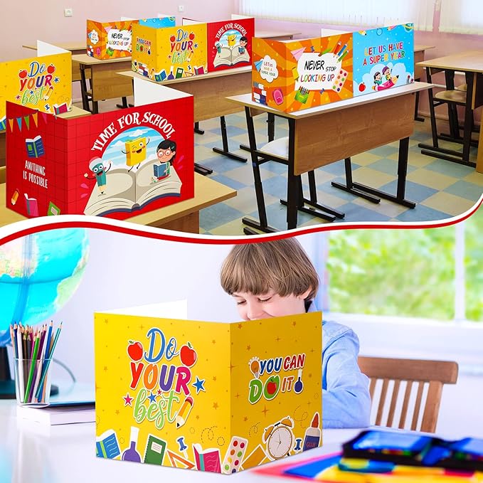 36 Pcs Desk Dividers Privacy Boards for Student Classroom Privacy Folders for Student Desks Study Carrels Reduces Distractions for School Tests, 15.76 x 13.3 x 11.8 inches(Colorful Style)