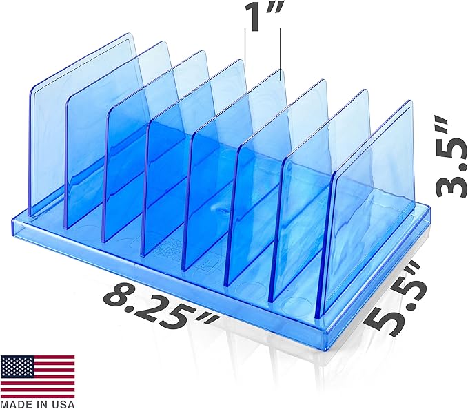 Officemate Blue Glacier Standard Sorter, 7 Compartments, Transparent Blue (23214) (Pack of 4)