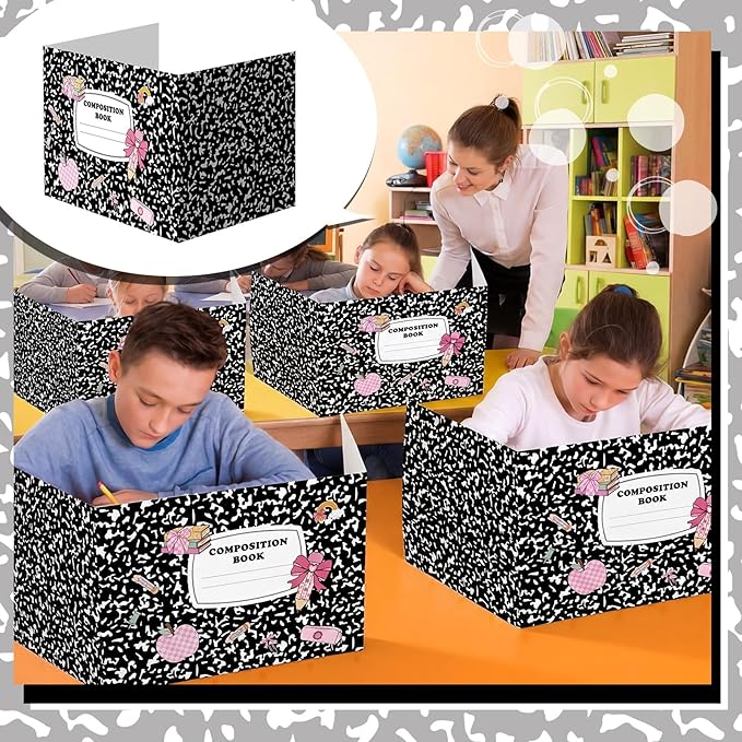 AmazingSpark 24 Pcs Composition Notebook Privacy Folders Desk Dividers Testing Dividers for Students Desk Classroom Easy Clean Privacy Folder Boards for School Teacher Office Home Study Supplies