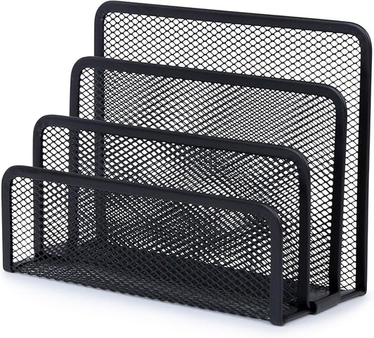 YBM HOME Desk Mail Organizer for Office, 3-Slot Mesh Letter Sorter/Holder Black 2250